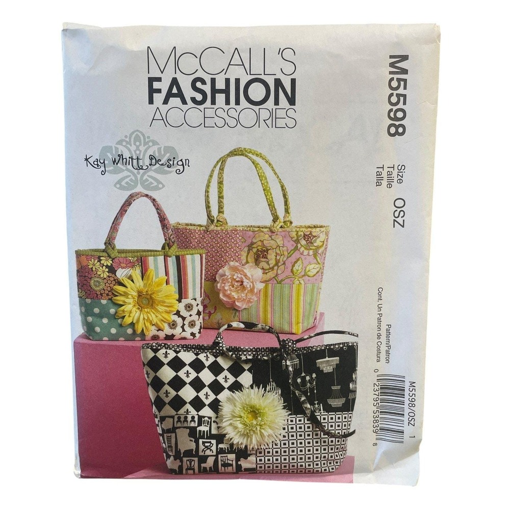 McCALL'S M5598 Tote Bags Pattern OSZ Kay Whitt Design Fashion Accessories